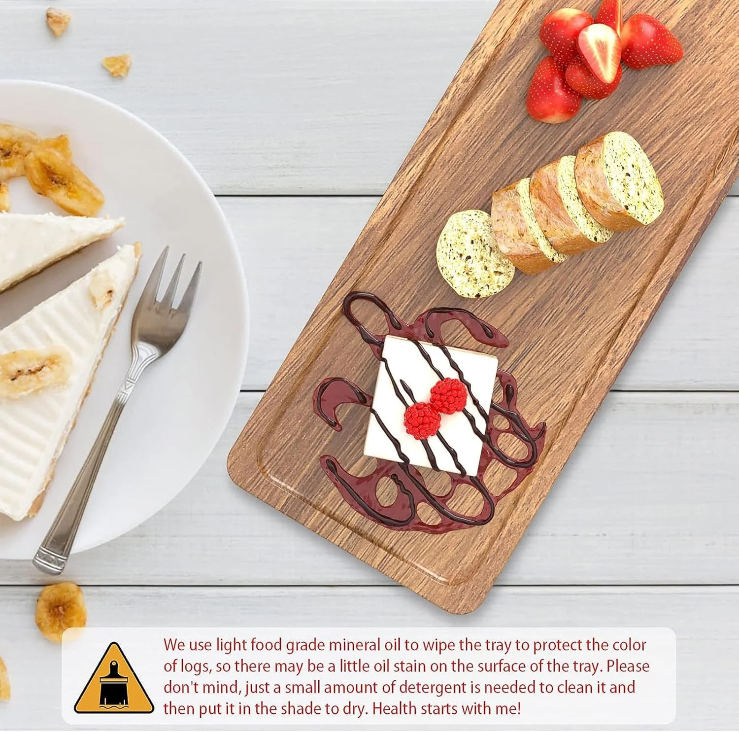 سینی سرو چوبی سه طبقه ENMOLOVE، سینی های سرو طبقه ای، سینی سه لایه 17 اینچی برای پذیرایی در مهمانی، نمایش غذا، شیرینی، میوه، استند کاپ کیک