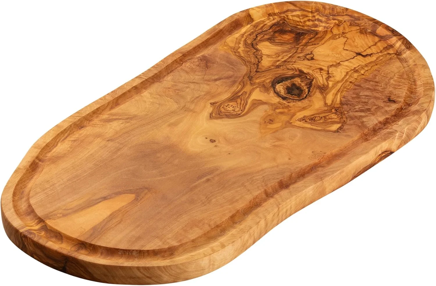 تخته برش آشپزخانه Erreke، چوب زیتون طبیعی، تخته آشپزخانه، تخته خردکن چوب زیتون، برای سرو، خرد کردن، گوشت، باربیکیو، پنیر، نان، تنقلات، دست ساز (39 x 18 سانتی متر با شکاف)