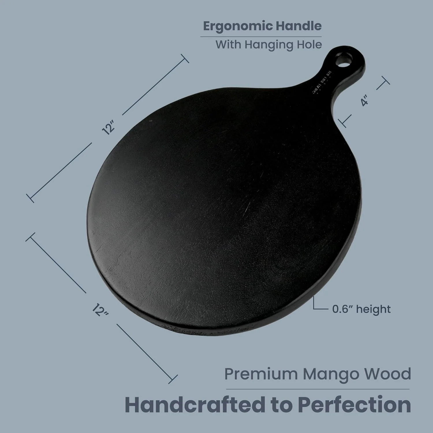 تخته سرو سیاه رنگ The Fine Living Co.، تخته پدالی گرد با دسته بلند، سینی سرو چوبی انبه برای گوشت، پیتزا، نان، سینی های سرو چوبی مناسب مواد غذایی، 40x30 سانتی متر، ضخامت 1.5 سانتی متر تخته سرو سیاه رنگ The Fine Living Co.، تخته پدالی گرد با دسته بلند، سینی سرو چوبی انبه برای گوشت، پیتزا، نان، سینی های سرو چوبی مناسب مواد غذایی، 40x30 سانتی متر، ضخامت 1.5 سانتی متر