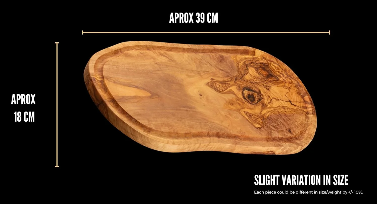 تخته برش آشپزخانه Erreke، چوب زیتون طبیعی، تخته آشپزخانه، تخته خردکن چوب زیتون، برای سرو، خرد کردن، گوشت، باربیکیو، پنیر، نان، تنقلات، دست ساز (39 x 18 سانتی متر با شکاف)