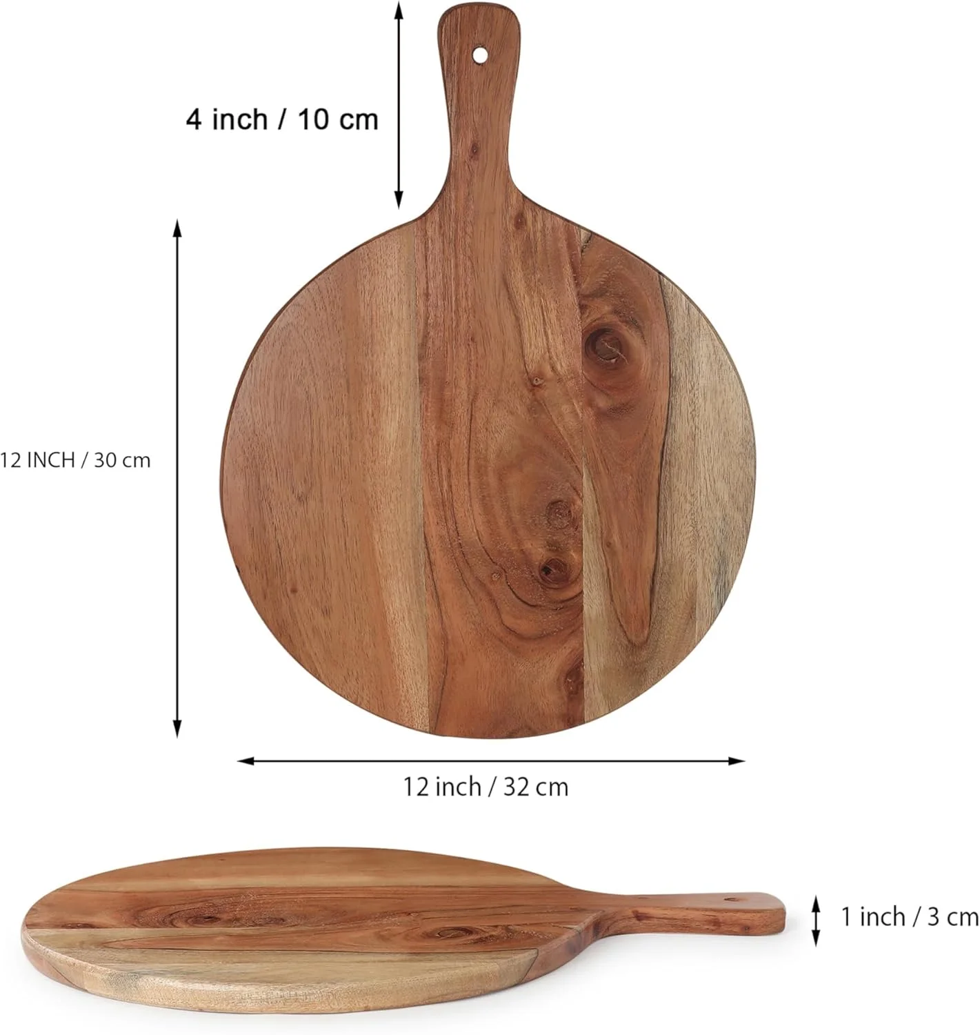 تخته گوشت بسیار بزرگ و مقاوم با شیارهای آبگیری و دستگیره های آسان گیر - 31x41x2.54 سانتی متر - تخته برش چوبی بزرگ برای گوشت، سوسیس و کالباس، تخته پنیر - تخته قصابی برای آشپزخانه (گرد)