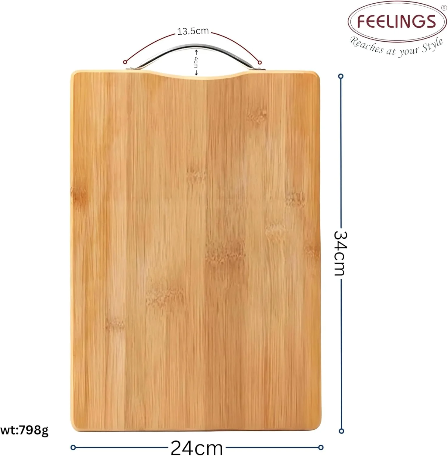 تخته برش چوبی FEELINGS - تخته خردکن بادوام آشپزخانه برای آماده سازی و سرو غذا (34x24 سانتی متر)