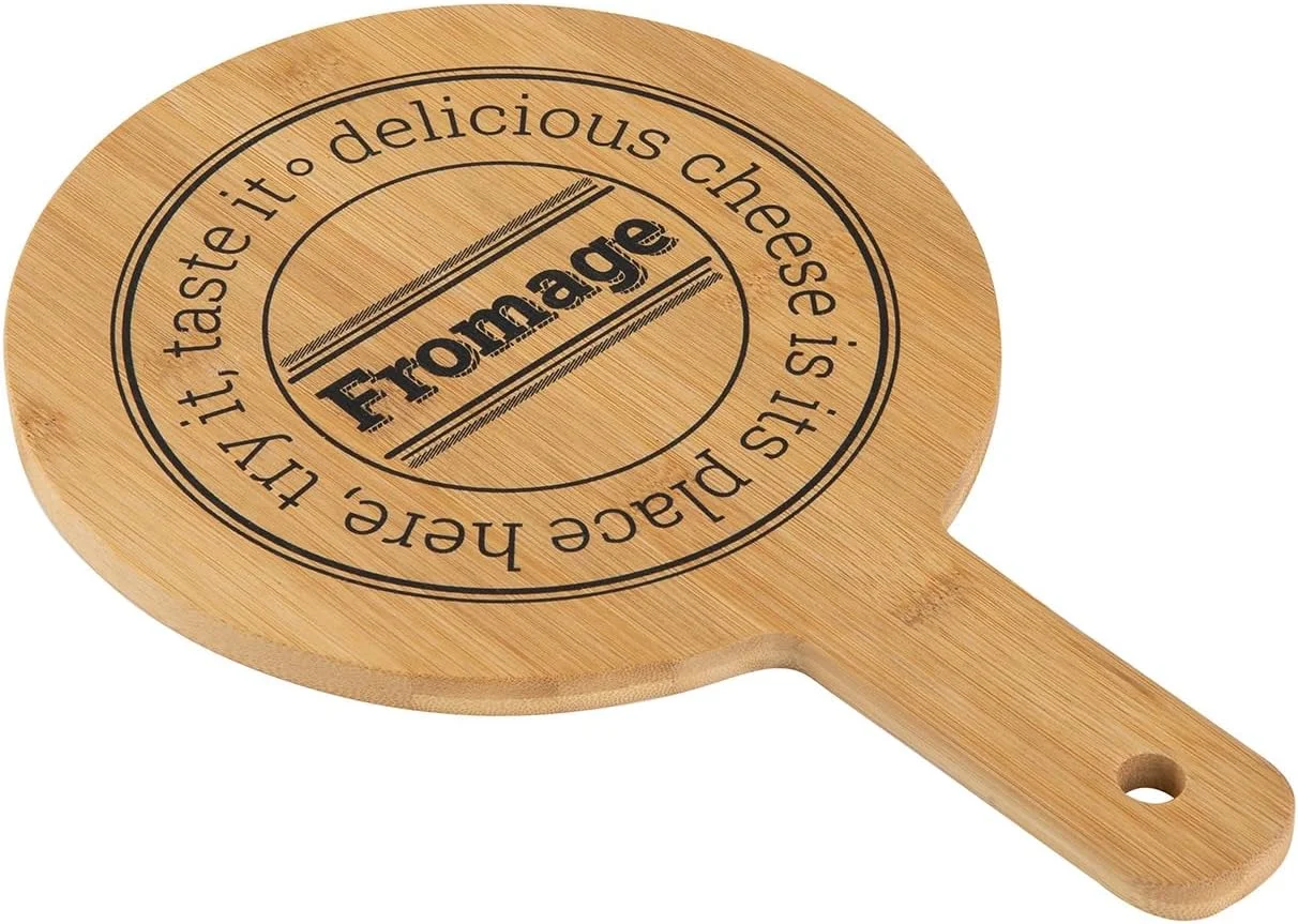تخته سرو بامبو فلورینا 30x20 سانتی متر | تخته چوبی برای سرو غذا | تخته برش گرد، بشقاب سرو، تخته پنیر، تخته صبحانه ساخته شده از چوب بامبو با دسته