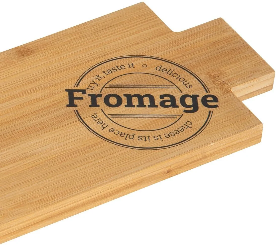 تخته پنیر و ست چاقو، تخته سرو قابل حمل با درب، دسته و محفظه، تخته سرو چوبی برای پنیر و غذا، ست هدیه تخته پنیر بامبو برای هدیه خانه نو