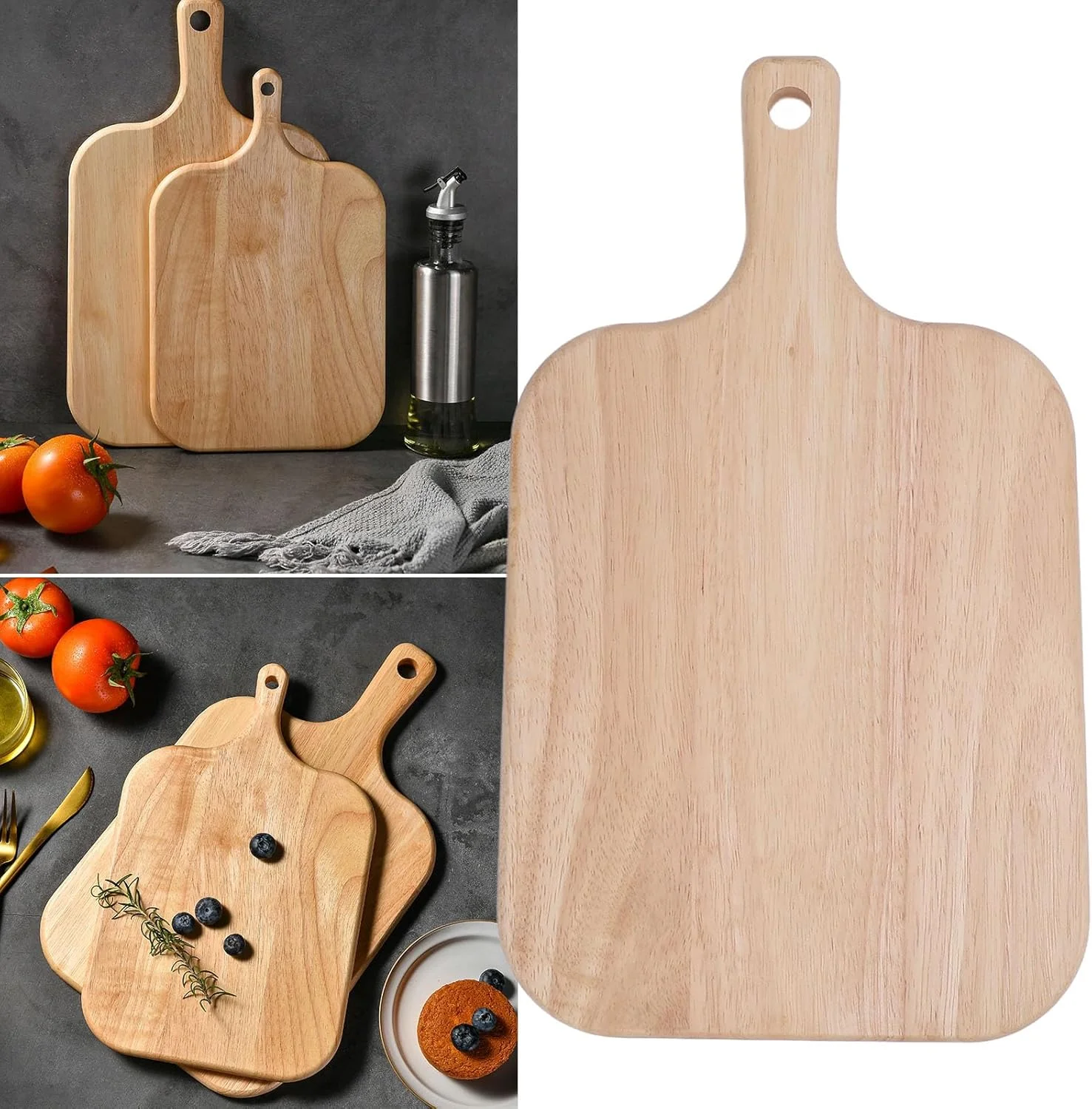 تخته برش چوبی، تخته خردکن چوبی با دسته برای گوشت، پنیر، نان، سبزیجات، میوه ها، تخته سرو چوبی تزئینی (سایز بزرگ مناسب برای 135-165 سانتی متر)