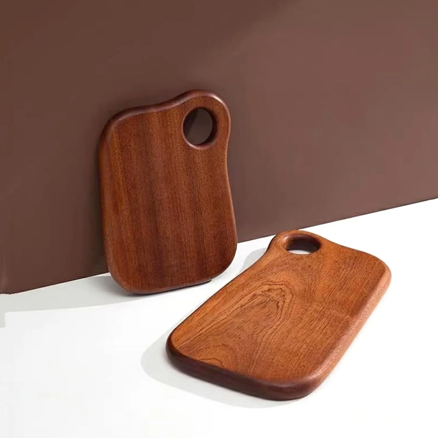 تخته برش چوبی کوچک آبنوس گرنی - صفحه میوه چوبی سبک و جمع و جور با سوراخ آویز برای آشپزخانه (L)