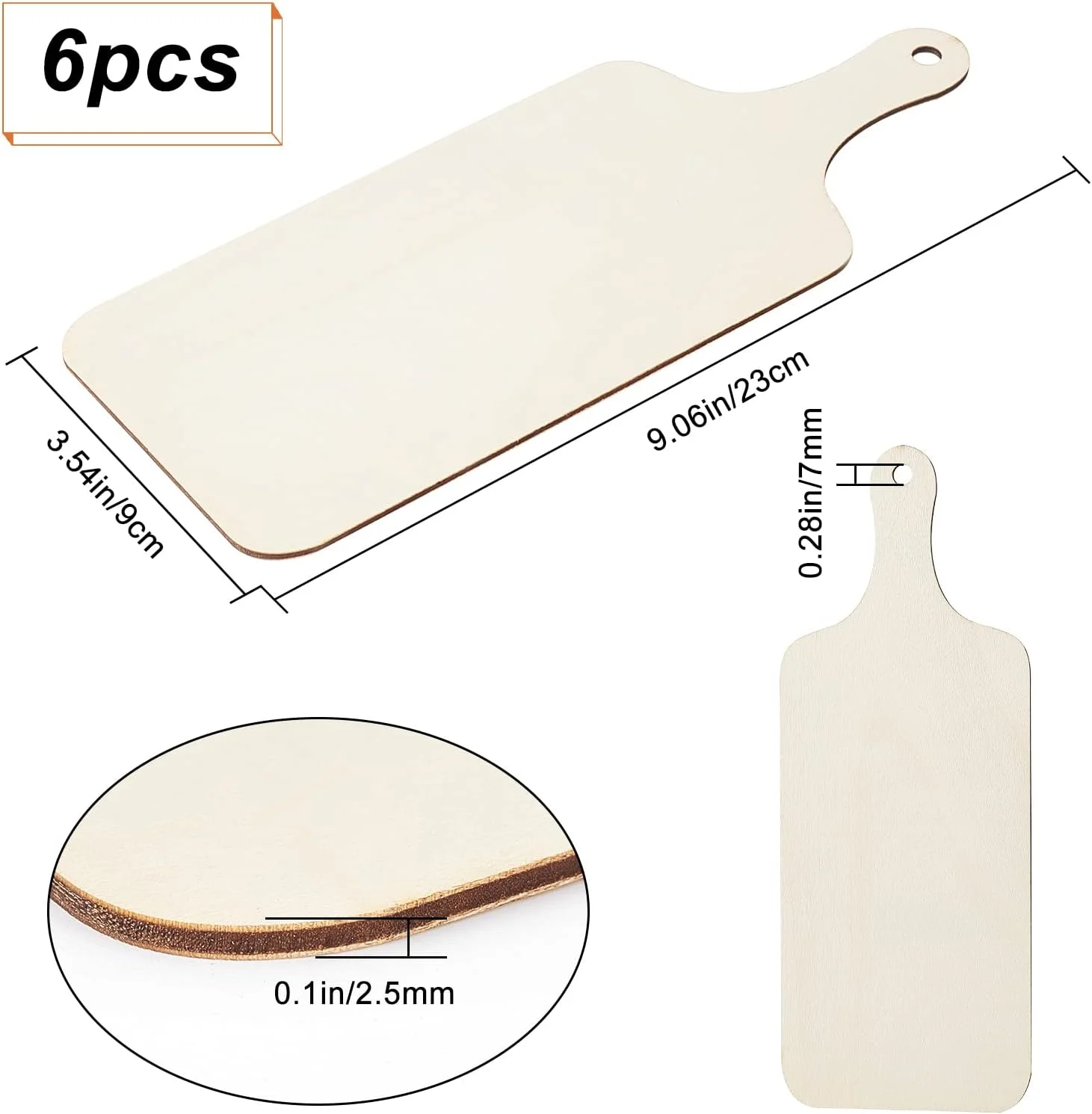 گورج‌کرفت 6 عدد تخته برش چوبی کوچک با دسته، تخته برش چوبی ناتمام، تخته سرو کوچک برای لوازم آشپزخانه، سبزیجات و میوه