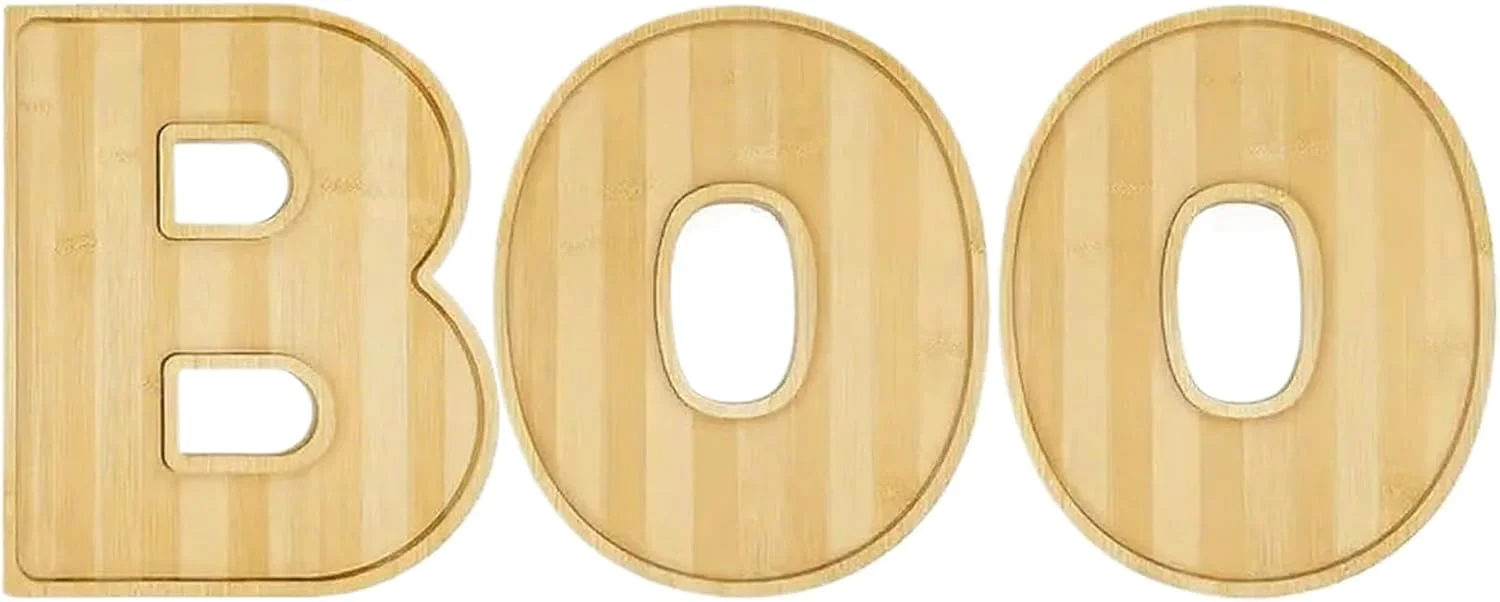 تخته سرو پذیرایی هالووین | سینی چوبی پذیرایی مناسب مهمانی و دکوراسیون پاییزی، میز غذا، شومینه، آشپزخانه، دسر، شیرینی و میوه