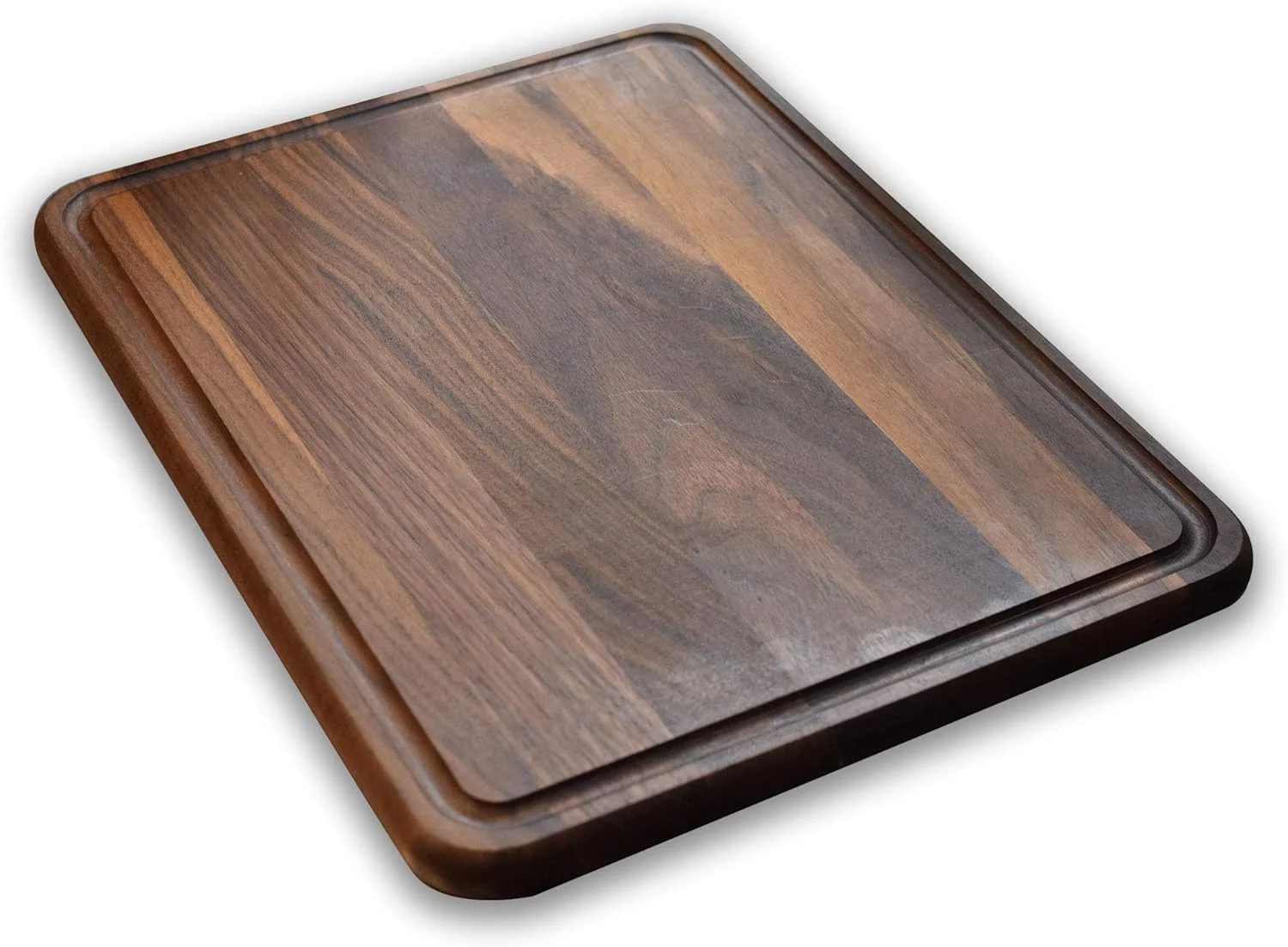 تخته گوشت چوبی ساخته شده از چوب گردوی آمریکایی، دست ساز، روغن زده شده، برای آماده سازی غذا - گوشت، سبزیجات، نان، پنیر ... (بزرگ، 40 x 30 x 1.9 سانتی متر، قهوه ای)