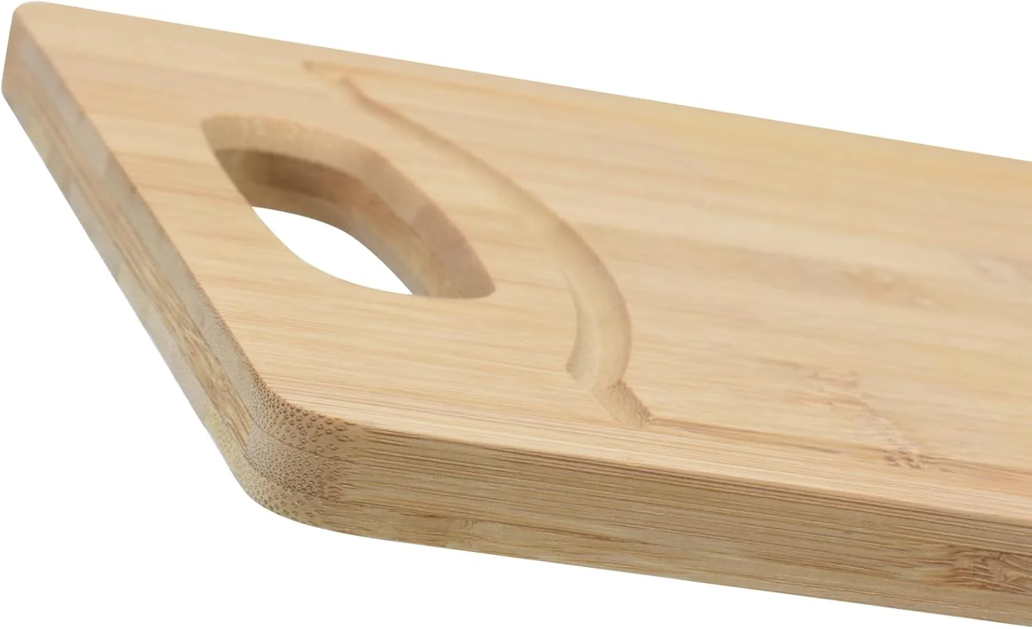 تخته برش بامبو فیسمن ضخامت 1.4 سانتی متر با سوراخ آویز، تخته خردکن مستطیلی چوبی 33x23 سانتی متر | تخته برش بزرگ بامبو با شیار آبمیوه | ضد باکتری، بهداشتی، سازگار با محیط زیست