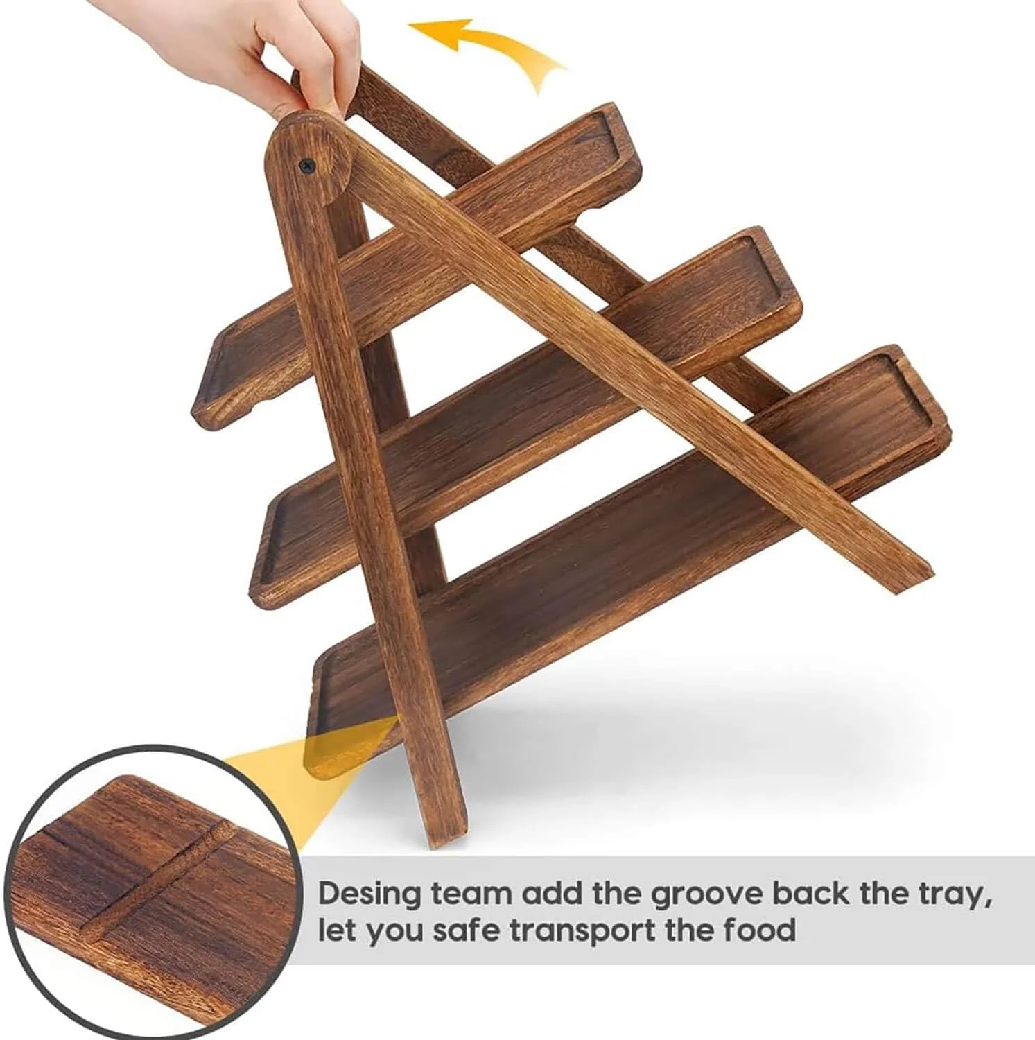 سینی سرو چوبی سه طبقه برای پذیرایی، سینی های چوبی مهمانی، استند میوه و کاپ کیک، تخته پنیر