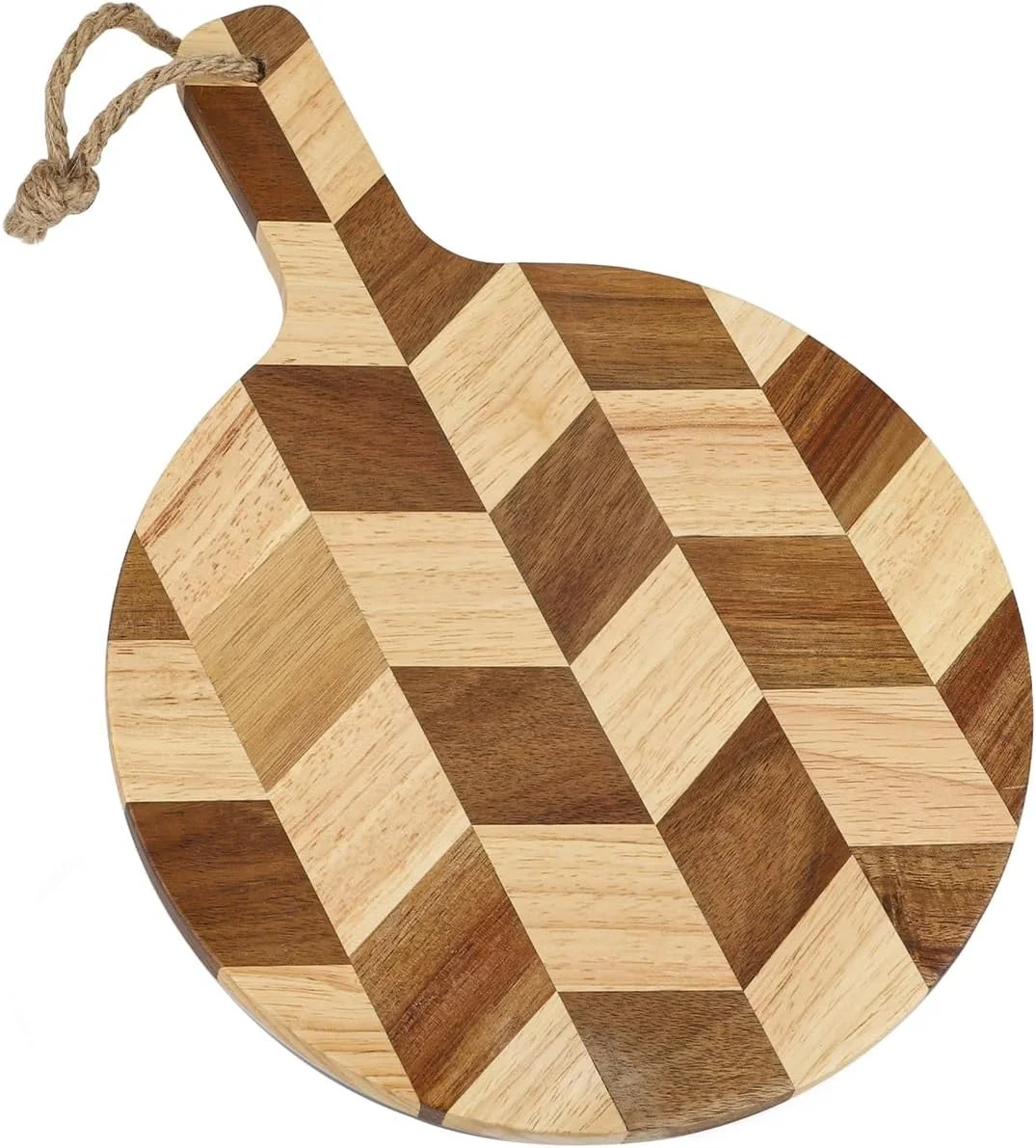 تخته برش گرد چوبی اقاقیا، مناسب برای گوشت، پنیر، سبزیجات، نان و سینی مزه - تخته سرو چوبی تزئینی برای آشپزخانه و اتاق غذاخوری