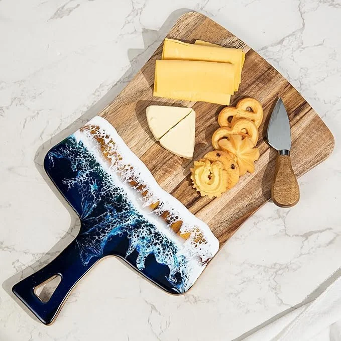 تخته برش رزینی هوشمند خانگی | تخته سرو چوبی و رزینی مدرن، تخته سرو پنیر با طراحی زیبا، افزودنی عالی به آشپزخانه شما (36X22X1.5 سانتی متر) تخته برش رزینی هوشمند خانگی | تخته سرو چوبی و رزینی مدرن، تخته سرو پنیر با طراحی زیبا، افزودنی عالی به آشپزخانه شما (36X22X1.5 سانتی متر)