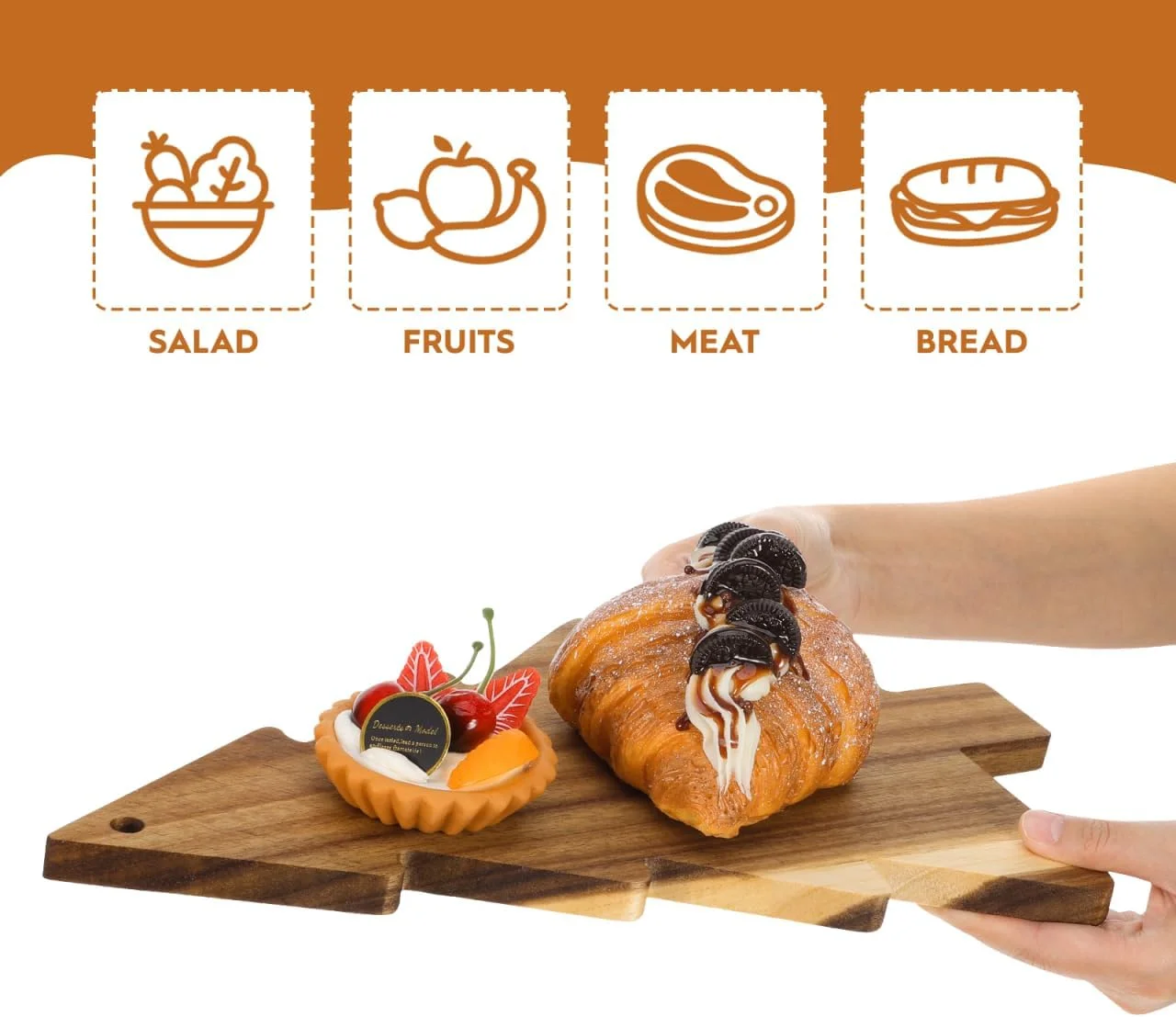 تخته سرو طرح درخت کریسمس iplusmile، تخته برش آشپزخانه، سینی سرو سوشی، سینی چوبی پیش غذا برای دسر، شیرینی، میوه و سبزیجات