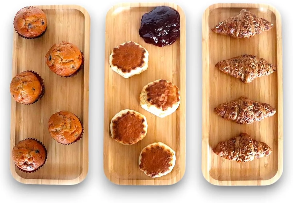 ست سینی پنیر KÎTSHI - 3 سینی مستطیلی - ایده آل برای سرو غذا برای مهمان، مانند پنیر، دسر، سوشی و سایر پیش غذاها