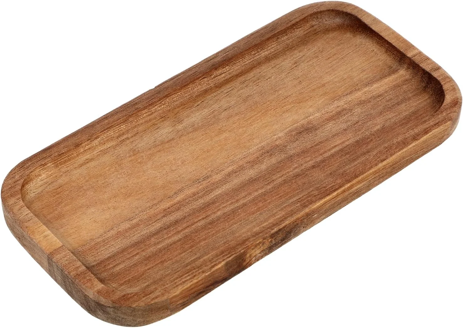 سینی سرو چوبی کوچک KALIONE، سینی سرو چوبی اقاقیا 20x10 سانتی متر، بشقاب چوبی مستطیلی کوچک، بشقاب پیش غذا کیک، تخته سرو، سینی تزئینی برای سازماندهی و دکوراسیون منزل