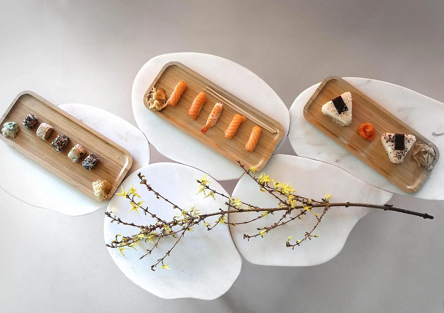 ست سینی پنیر KÎTSHI - 3 سینی مستطیلی - ایده آل برای سرو غذا برای مهمان، مانند پنیر، دسر، سوشی و سایر پیش غذاها