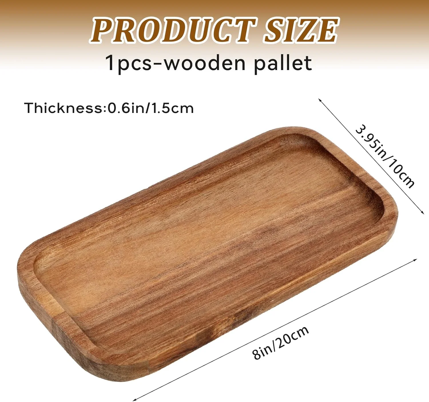 سینی سرو چوبی کوچک KALIONE، سینی سرو چوبی اقاقیا 20x10 سانتی متر، بشقاب چوبی مستطیلی کوچک، بشقاب پیش غذا کیک، تخته سرو، سینی تزئینی برای سازماندهی و دکوراسیون منزل