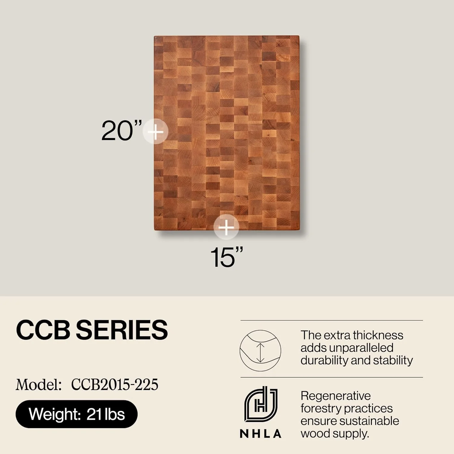 تخته گوشت بزرگ چوبی دو طرفه جان بوس بلاک سری CCB، 50.8x38.1x5.7 سانتی متر، افرا