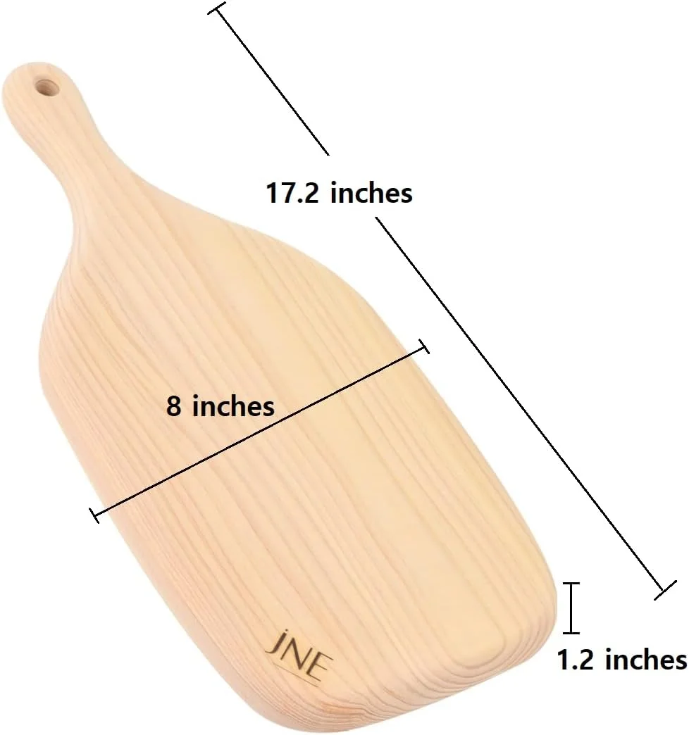 تخته برش چوبی سرو هینوکی دو طرفه، 43.6 سانتی متر در 20.3 سانتی متر در 3 سانتی متر، تخته خردکن، تخته نان و پنیر، تخته سرو، یک تکه جامد، بدون اتصال، بدون چسب
