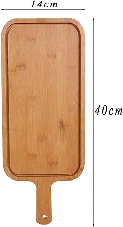 سینی پیتزای بامبوی طبیعی جانز دکور - تخته چند منظوره با دسته برای پخت، سرو و برش | تخته پنیر، میوه، سینی سرو اسنک و کیک، پوست پیتزای چوبی دست ساز (کوچک)