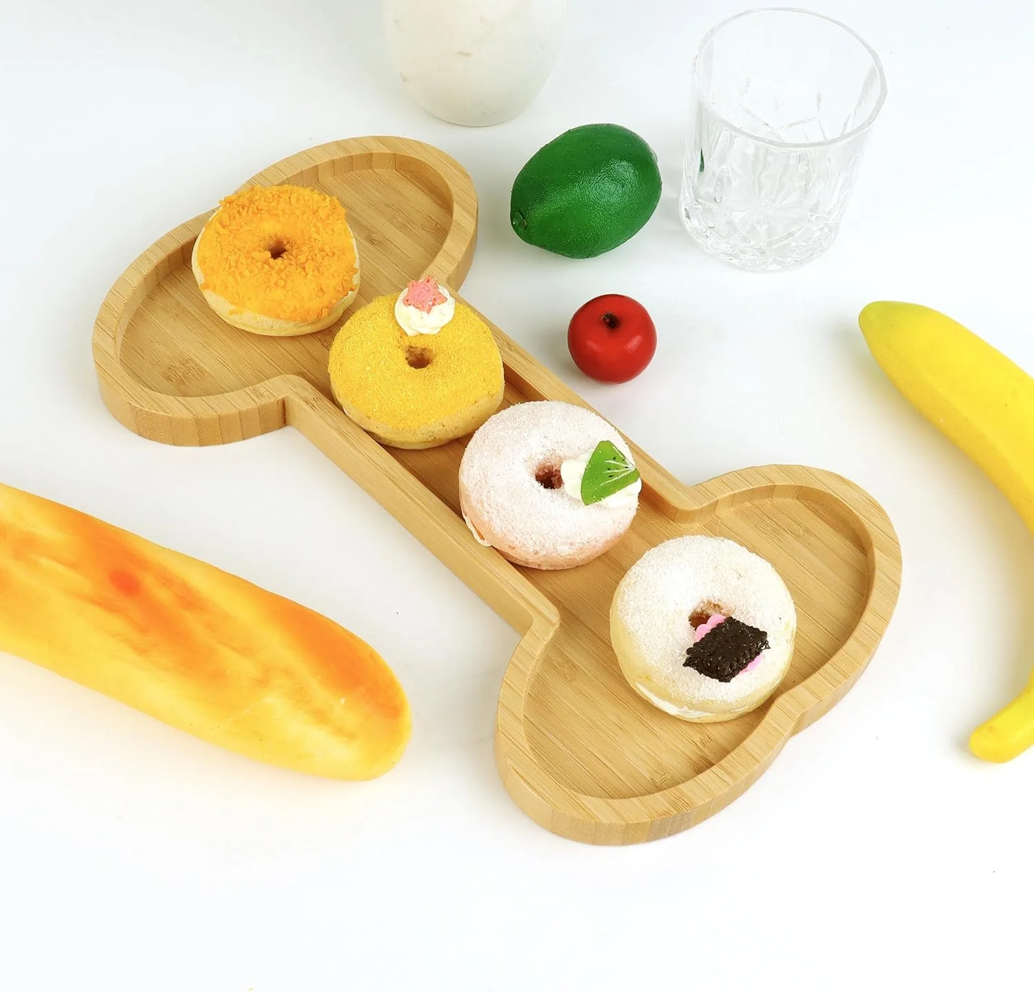 تخته سرو چوبی به شکل استخوان KEPATO، ظرف شیرینی و کاسه