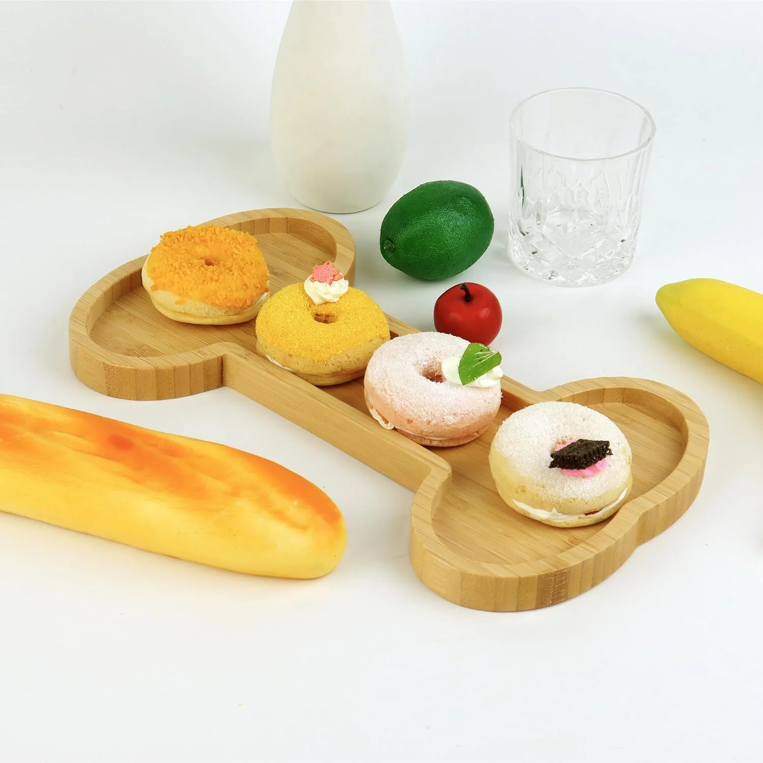 تخته سرو چوبی به شکل استخوان KEPATO، ظرف شیرینی و کاسه