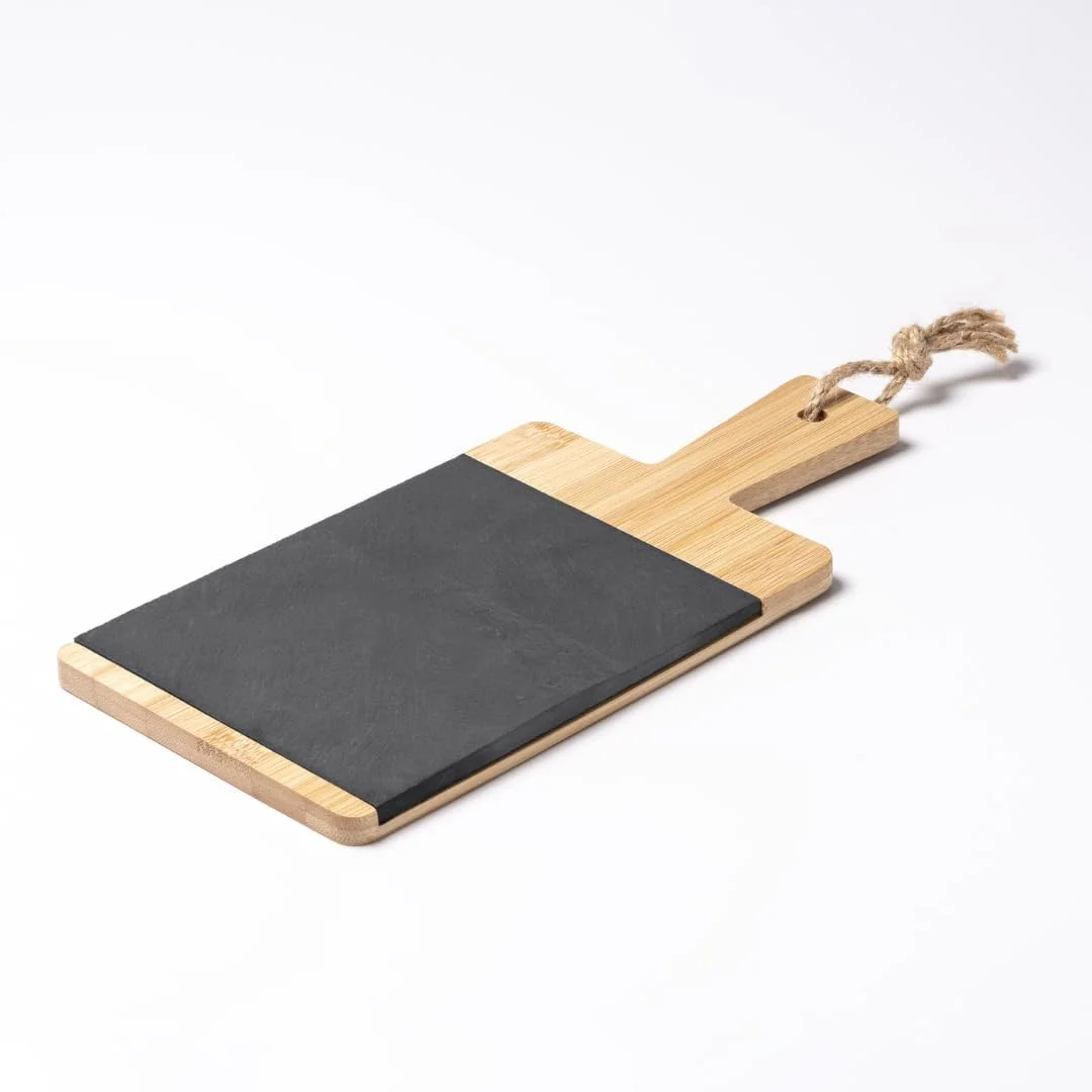 تخته برش آشپزخانه، تخته چوبی بامبو و سنگ لوح با دسته ارگونومیک، تخته آشپزخانه چوبی محکم، برای سرو سوسیس و خرد کردن گوشت، پنیر و نان باربیکیو تخته برش آشپزخانه، تخته چوبی بامبو و سنگ لوح با دسته ارگونومیک، تخته آشپزخانه چوبی محکم، برای سرو سوسیس و خرد کردن گوشت، پنیر و نان باربیکیو