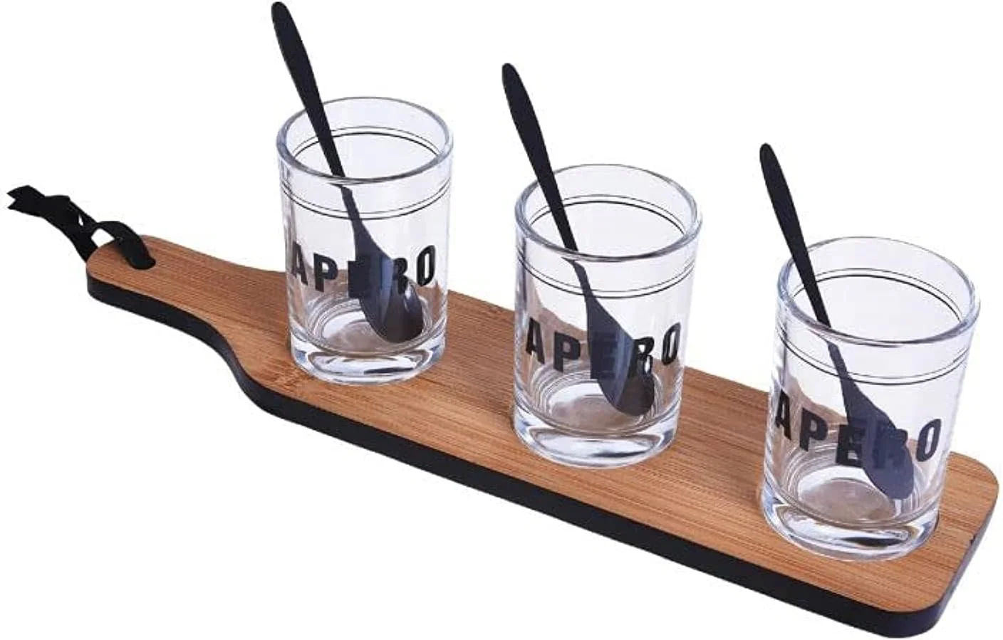 سینی سرو چوبی کوپمن با ست 3 لیوان برای نوشیدنی، پیش غذا، استارتر و مزه