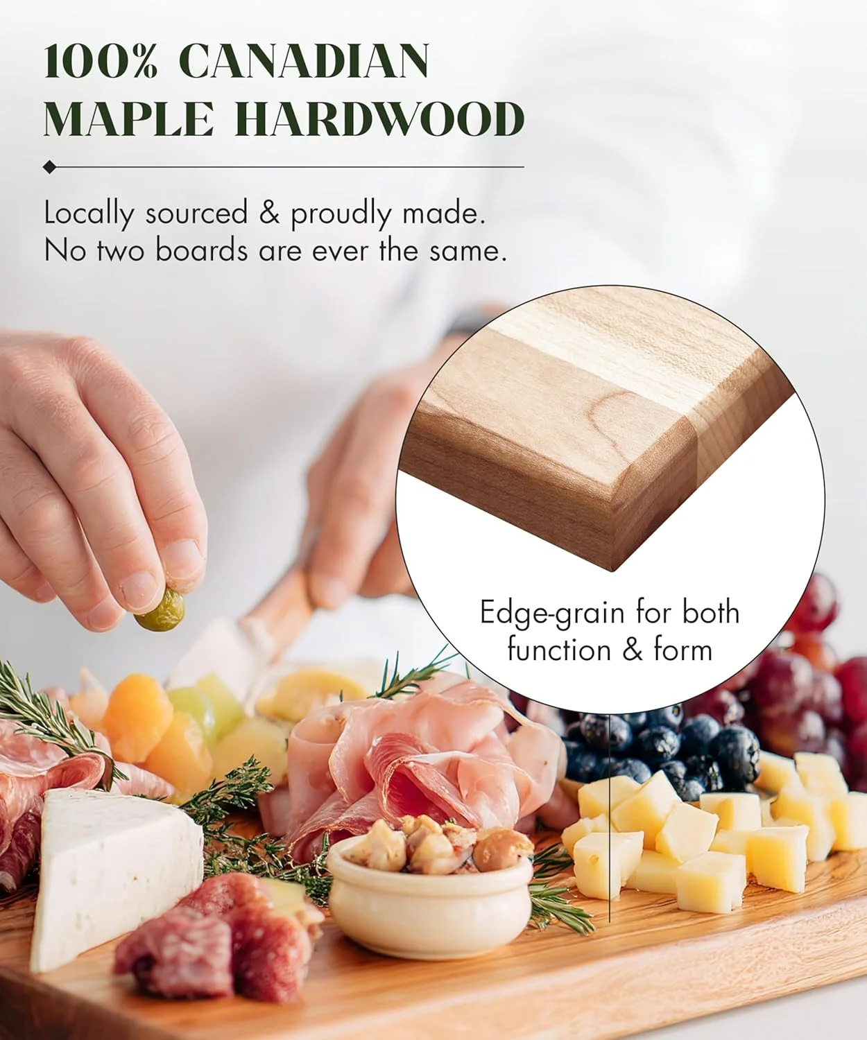 Labell Wood Cutting Boards - Large Canadian Maple Chopping Board for Meats, Vegetables, Fruits, and Cheeses - Flat Board Perfect for Carving, Serving, and Charcuterie (18" x 24" x 0.75")
