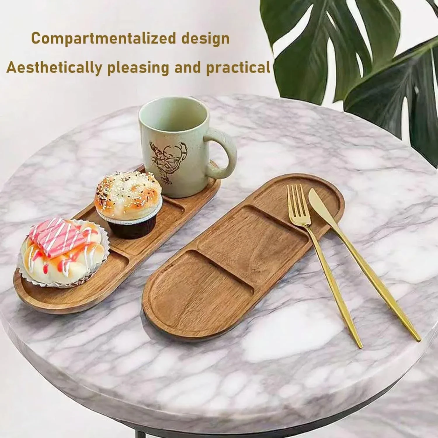 سینی سرو چوبی آکاسیا، تخته سرو چوبی بیضی شکل، بشقاب سرو چوبی، تخته پنیر چوبی آکاسیا برای دسر و پیش غذا - 1 عدد