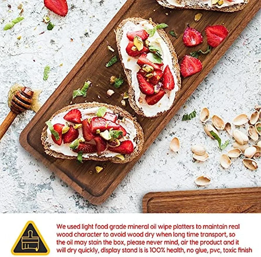 سینی سرو چوبی 3 طبقه، استند کیک سه طبقه مستطیلی، سینی طبقاتی چوبی به سبک خانه روستایی، سینی سرو قهوه ای تزئینی مهمانی