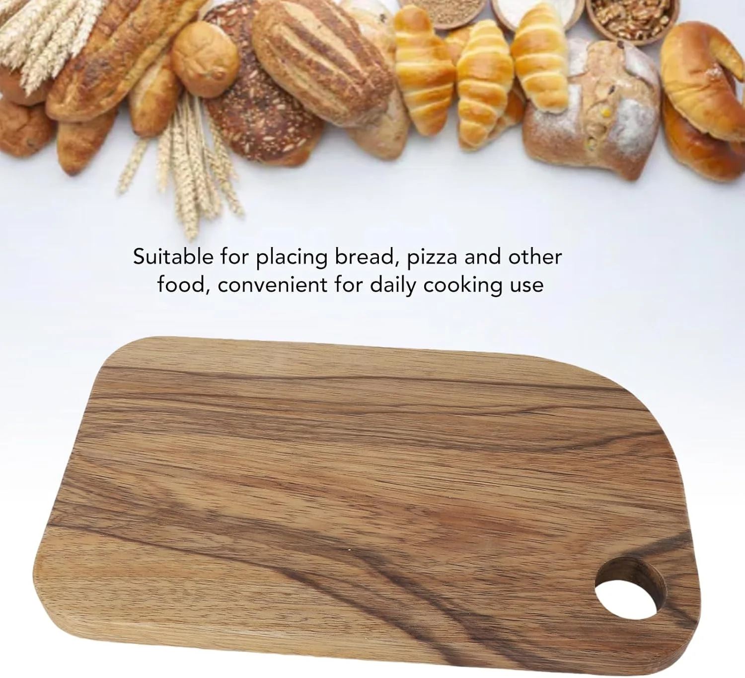 تخته برش چوبی کوچک Luocute، تخته خردکن چوبی برای نان، سبزیجات، میوه ها، تخته پیتزا چوبی و ست تخته پنیر شام با سوراخ، اندازه پهن ممتاز، تمیز کردن آسان برای آشپزخانه