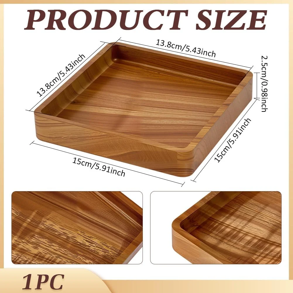 سینی سرو مربع چوبی آکاسیا MAYJOYDIY، تخته سرو چوبی مربع شکل برای ظروف، لوازم آشپزخانه یا هدیه مهمانی شام 15x15 سانتی متر