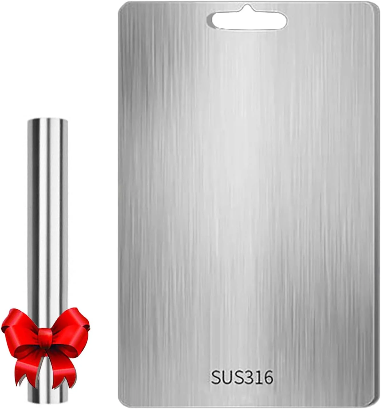 تخته برش آشپزخانه MJRIrifa، تخته برش استیل ضد زنگ 316، تخته برش دو طرفه با ضخامت مناسب برای انواع پخت و پز در آشپزخانه (34 طول x 23 عرض سانتی متر)