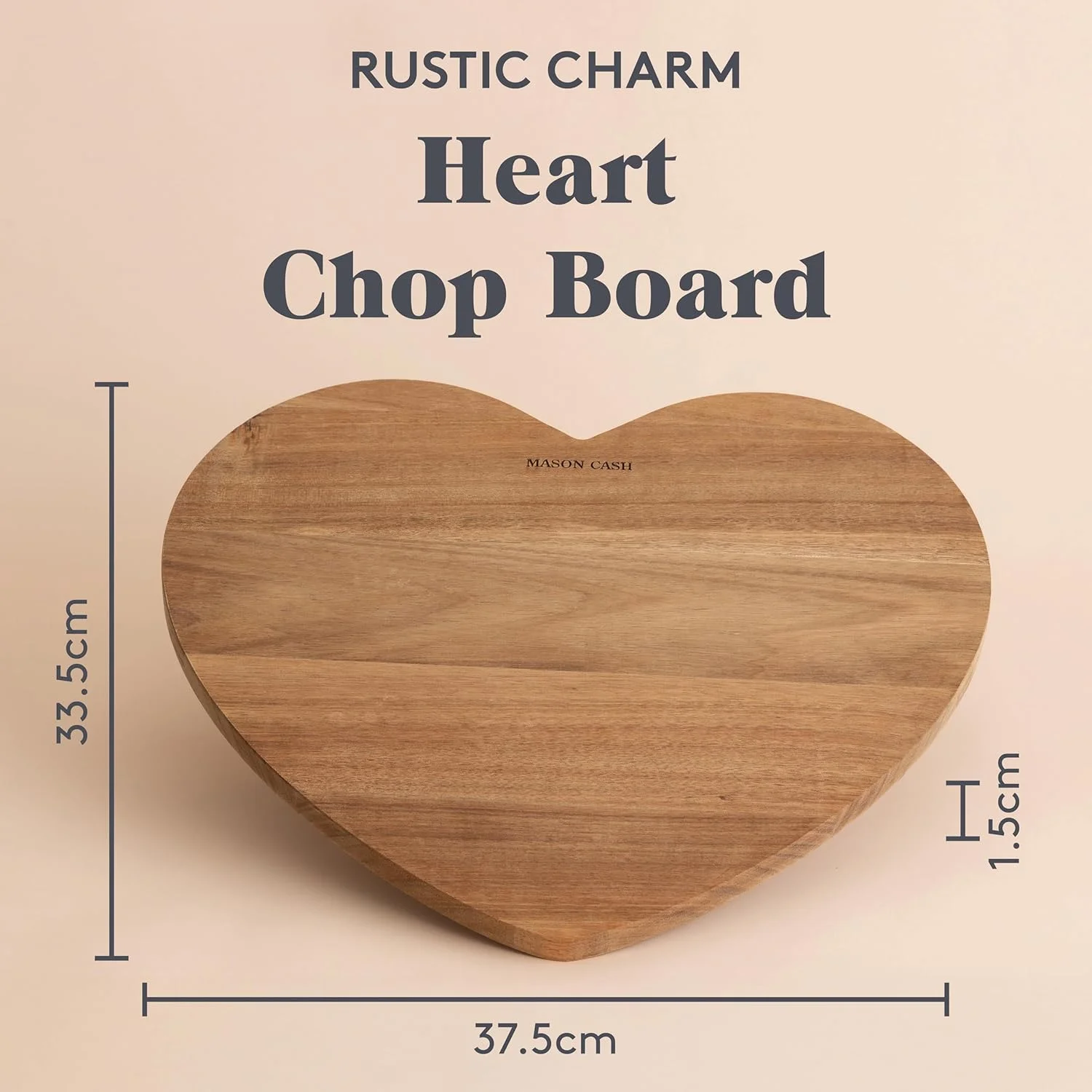تخته سرو و خردکن چوبی آکاسیا طرح قلب میسن کش، با طراحی روستیک و جذاب، تخته برش با قابلیت تمیز کردن آسان برای گوشت، سبزیجات و سرو