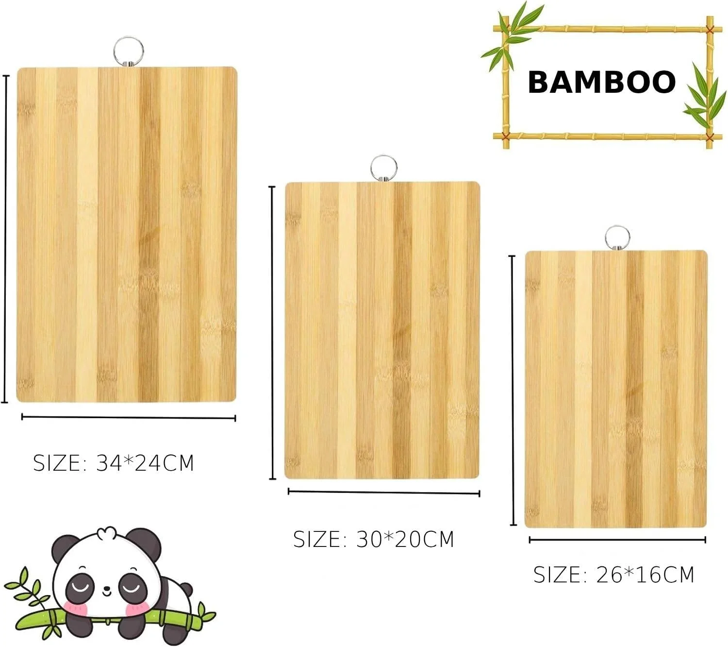 ست تخته برش چوبی بامبو MOMENT، 3 عددی، مناسب برای گوشت، سبزیجات و پنیر - 3 سایز: [26 * 16 سانتی متر / 30 * 20 سانتی متر / 34 * 24 سانتی متر]