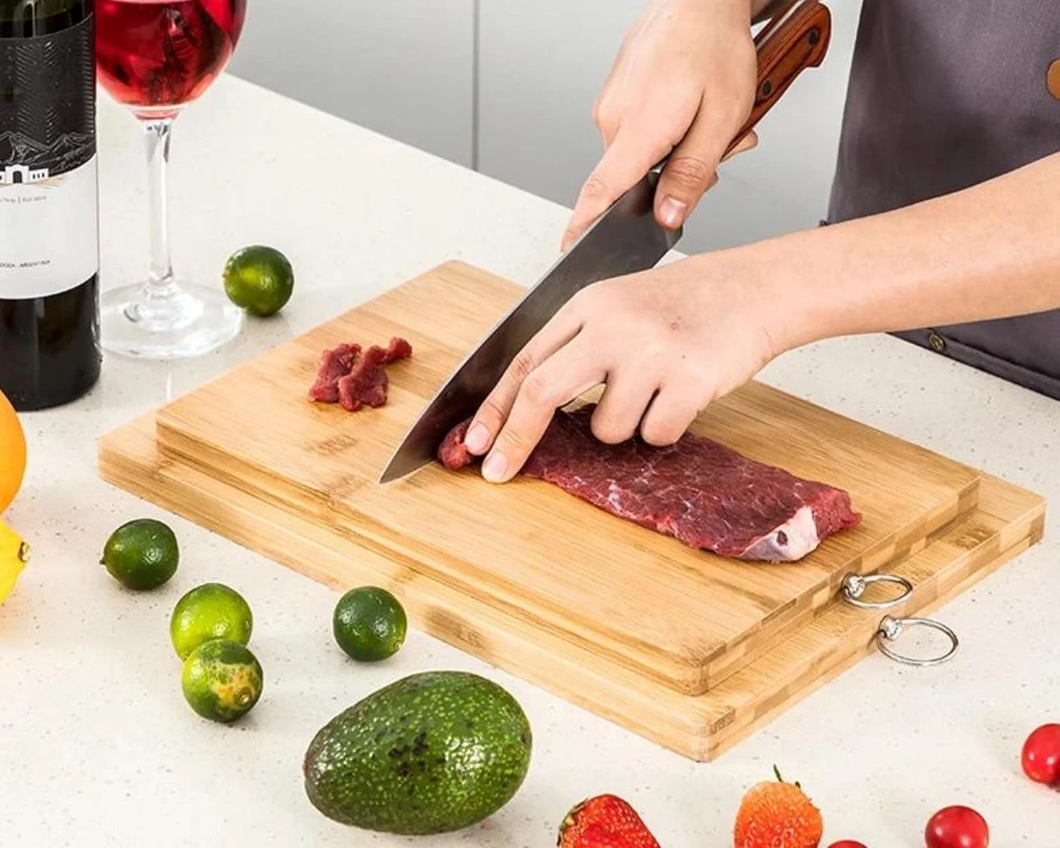 ست تخته برش چوبی بامبو MOMENT، 3 عددی، مناسب برای گوشت، سبزیجات و پنیر - 3 سایز: [26 * 16 سانتی متر / 30 * 20 سانتی متر / 34 * 24 سانتی متر]