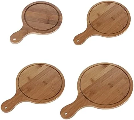تخته سرو پیتزا چوبی گرد بادوام مانکیز، تخته برش و سینی سرو (رنگ: 9 اینچ)