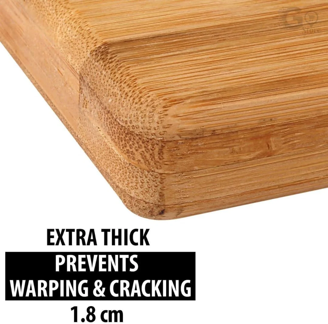 تخته برش بزرگ چوبی بامبو با سطح ضد باکتری و دسته استیل ضد زنگ، تخته خردکن برای آشپزخانه (چوب)