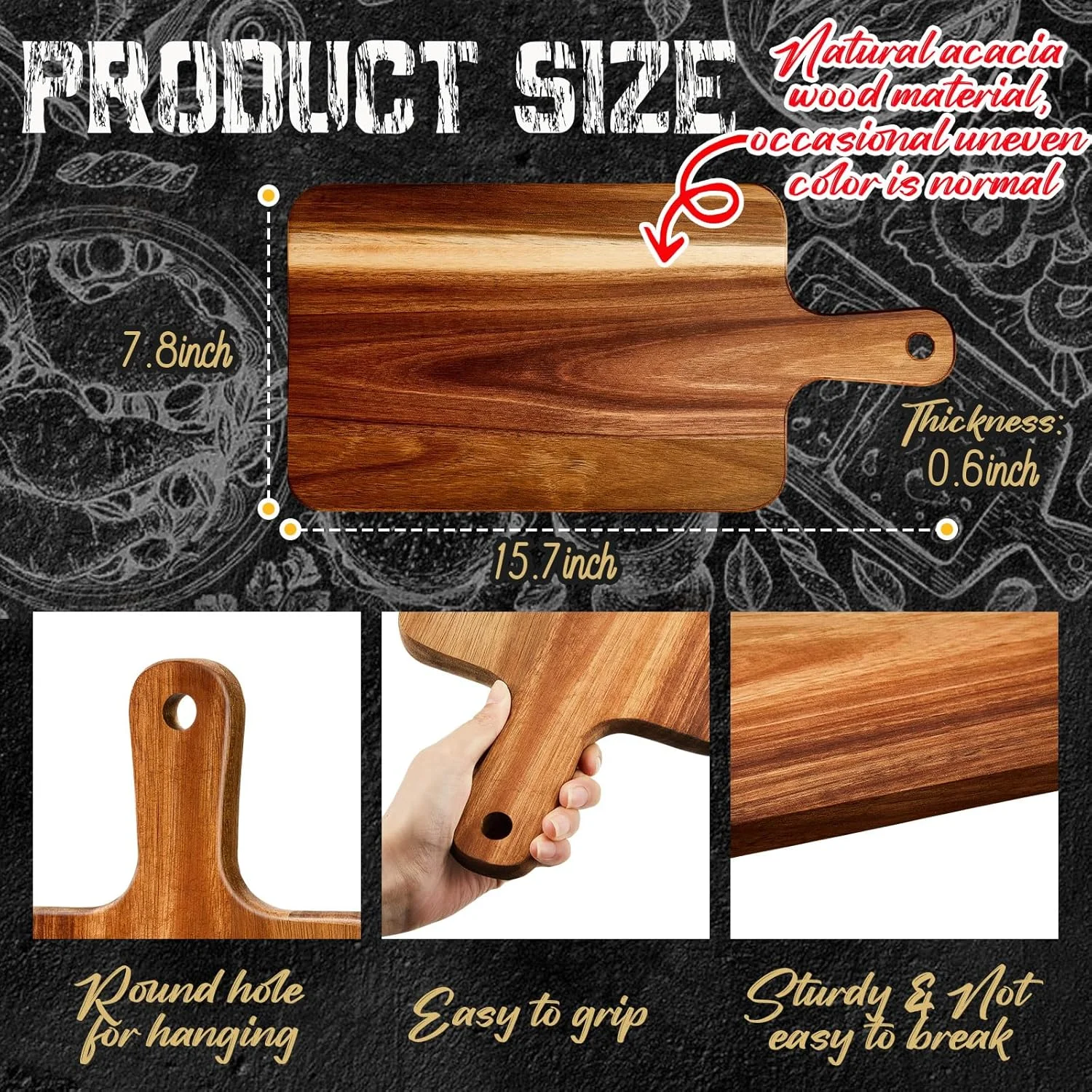 تخته برش چوبی نونن 50 عددی با دسته، 40x20 سانتی متر، تخته سرو چوبی بامبو آکاسیا برای پیتزا، نان، پنیر، گوشت، میوه، سبزیجات (آکاسیا) تخته برش چوبی نونن 50 عددی با دسته، 40x20 سانتی متر، تخته سرو چوبی بامبو آکاسیا برای پیتزا، نان، پنیر، گوشت، میوه، سبزیجات (آکاسیا)