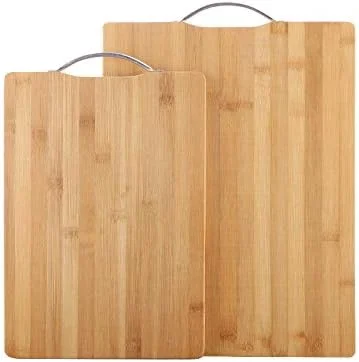 تخته برش بامبو De Orion، بسته 2 عددی، مناسب برای خرد کردن گوشت، سبزیجات، میوه ها، پنیر، سینی سرو سازگار با چاقو با دستگیره