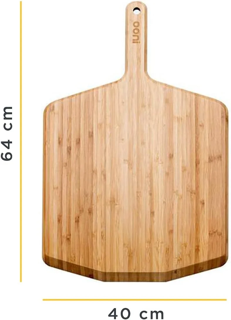 تخته پیتزا بامبو ۱۶ اینچی اونی - پاروی بزرگ چوبی پیتزا و تخته سرو برای تنورهای پیتزا اونی - سبک و بادوام