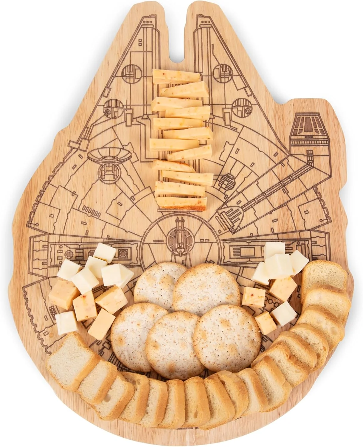 تخته سرو و پذیرایی پیک نیک تایم، تخته برش چوبی، 40.64x30x1.9 سانتی متر، چوب پارا - طرح سفینه جنگ ستارگان