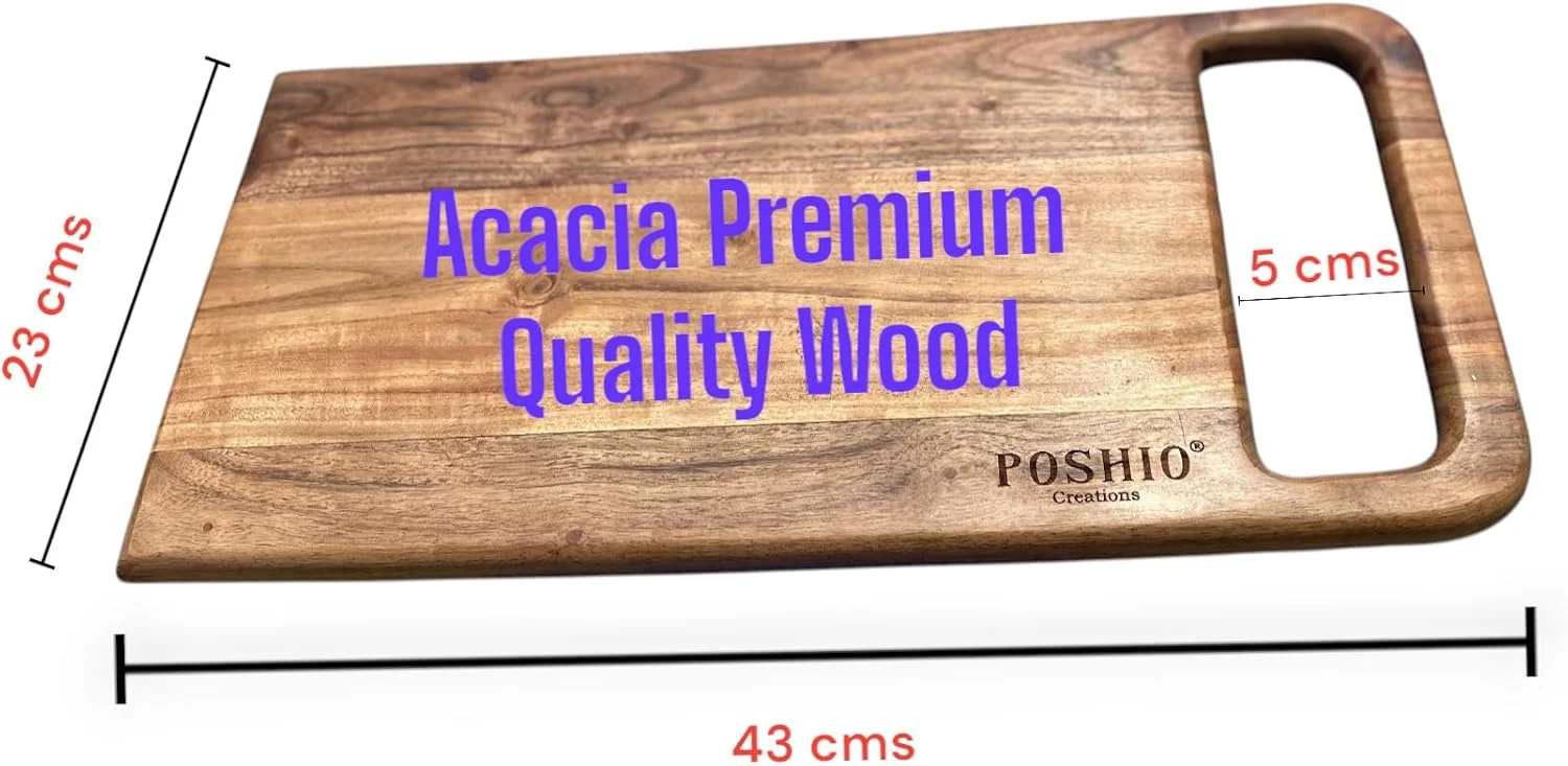 تخته برش چوبی برای آشپزخانه، تخته چوب بزرگ برای خرد کردن، تاس کردن، برش دادن و سرو کردن با فضای جمع آوری | درجه غذایی غیر سمی (42.9 x 22.8 سانتی متر)