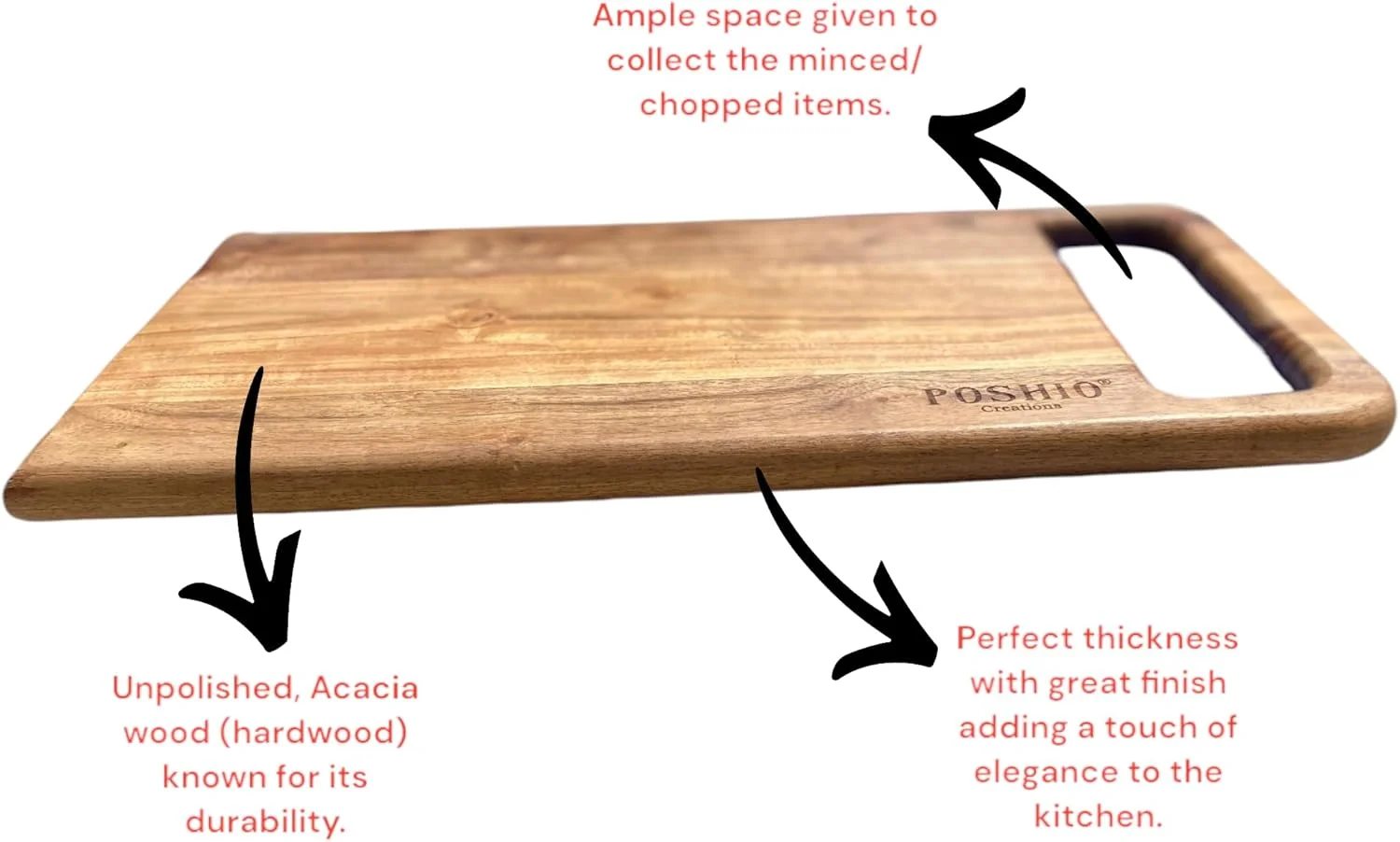تخته برش چوبی برای آشپزخانه، تخته چوب بزرگ برای خرد کردن، تاس کردن، برش دادن و سرو کردن با فضای جمع آوری | درجه غذایی غیر سمی (42.9 x 22.8 سانتی متر)