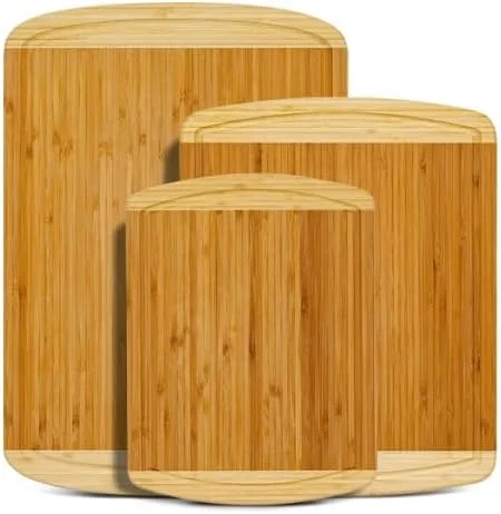 تخته برش چوبی 3 تکه - ست تخته برش بامبو، تخته برش چوبی ارگانیک برای آشپزخانه با شیار عمیق آبمیوه، دستگیره های جانبی - تخته های خردکن چوبی برای آماده سازی غذا، گوشت، سبزیجات تخته برش چوبی 3 تکه - ست تخته برش بامبو، تخته برش چوبی ارگانیک برای آشپزخانه با شیار عمیق آبمیوه، دستگیره های جانبی - تخته های خردکن چوبی برای آماده سازی غذا، گوشت، سبزیجات