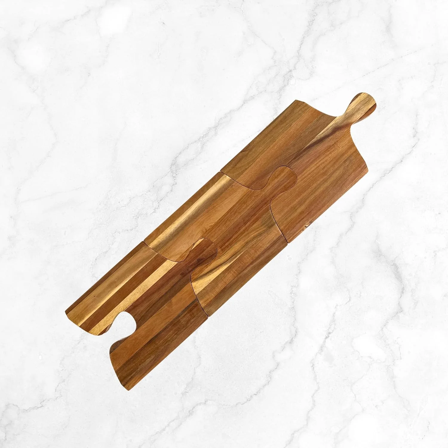 ست تخته سرو، خرد کردن و برش چوبی آکاسیا، طراحی پازلی 3 تکه متصل شونده، مناسب برای سرو پنیر، گوشت، میوه، سبزیجات و نان
