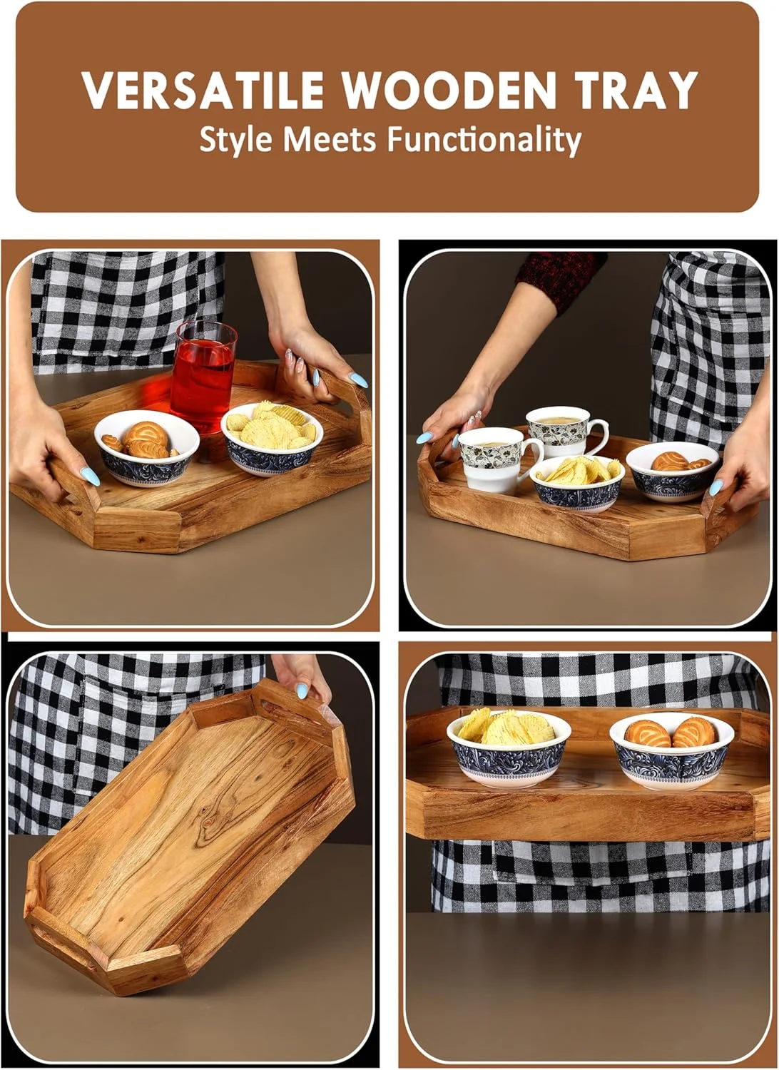 سینی سرو چوبی آکاسیا دست ساز ممتاز رزِلان - سینی صبحانه چوبی طبیعی روستایی با دستگیره - سینی غذای چند منظوره برای قهوه، چای، تنقلات، وعده های غذایی و تزئینی 25.4 x 3.81 x 38.1 سانتی متر. سینی سرو چوبی آکاسیا دست ساز ممتاز رزِلان - سینی صبحانه چوبی طبیعی روستایی با دستگیره - سینی غذای چند منظوره برای قهوه، چای، تنقلات، وعده های غذایی و تزئینی 25.4 x 3.81 x 38.1 سانتی متر.