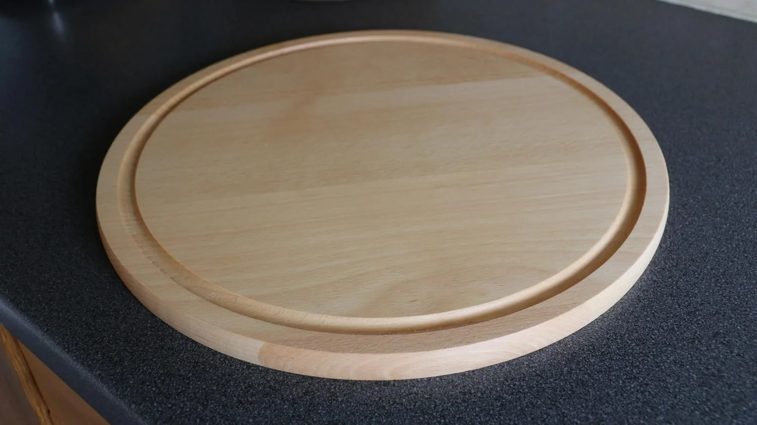 تخته گوشت گرد چوبی ایفو با پایه چوبی، تخته سرو گرد، تخته برش چوبی 35 سانتی متر